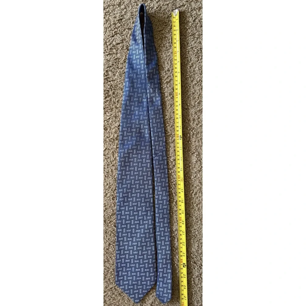 Brandini Le Collezioni Neckwear Tie Blue White Geometric Abstract Silk USA JBHS